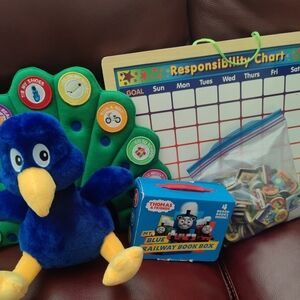 Melissa & Doug Blue and Green Plush Bird with Responsibility Chart